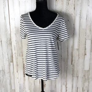Nordstrom BP Striped Tee shirt top S Blouse Black v6x